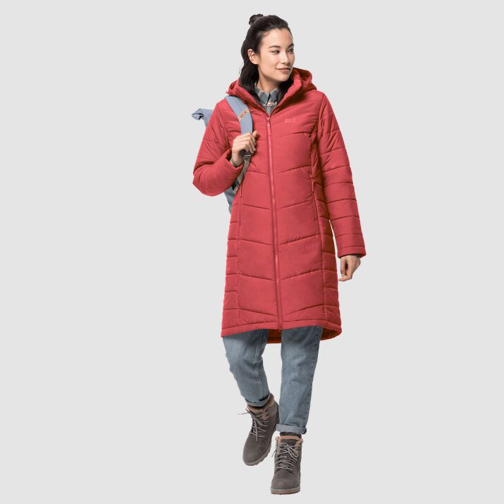 Jack Wolfskin Womens North York Quilted Coat Coral Red 423967BGI